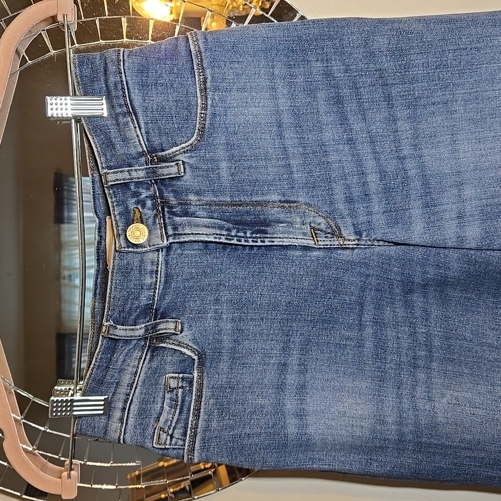 Frame Le Palazzo Ankle Super Strech Wide-Leg Raw Hem Cotton Denim Jeans - Picture 5 of 14